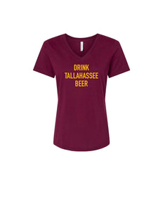 "Drink Tallahassee Beer" V-Neck - Garnet/Gold