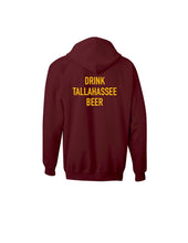 "Drink Tallahassee Beer" Full Zip Hooded Sweatshirt - Garnet/Gold